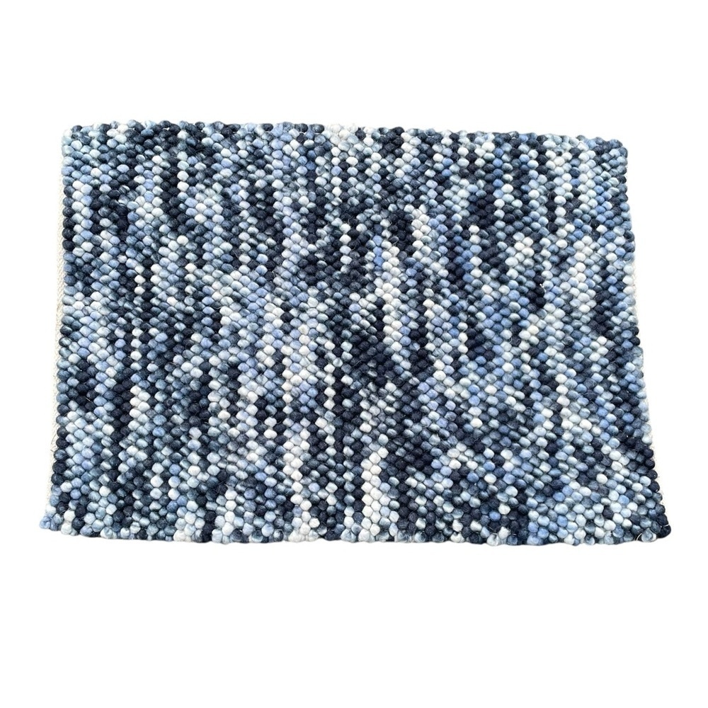 CAM LIVING Wool Bauble Rug Blue Ivory